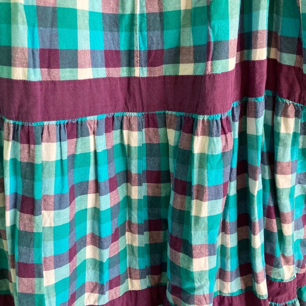 Girl’s size medium Kandy Kiss purple and turquoise checked sleeveless dress